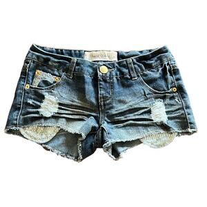 Freestyle Revolution Distressed Denim Jeans Shorts Woman Size 2 Sequins